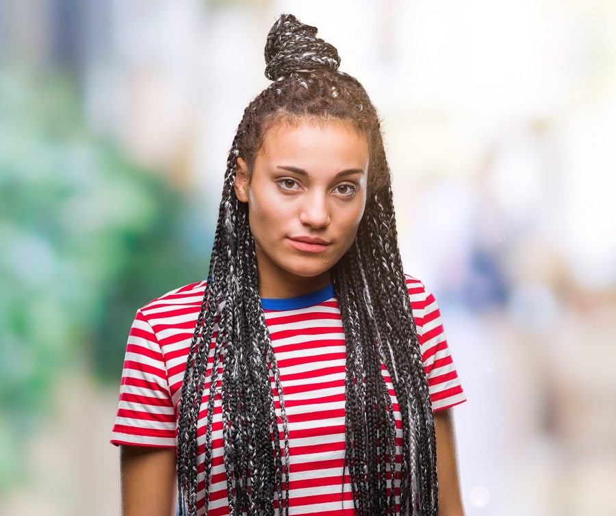 box braided hairstyle with no part