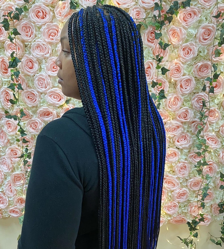 box braids with blue highlights