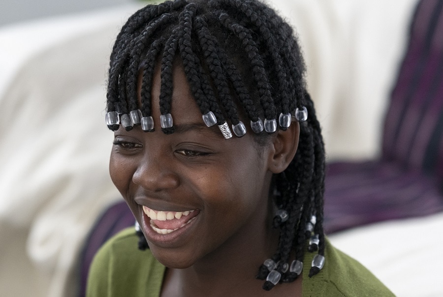 braided bangs with beads