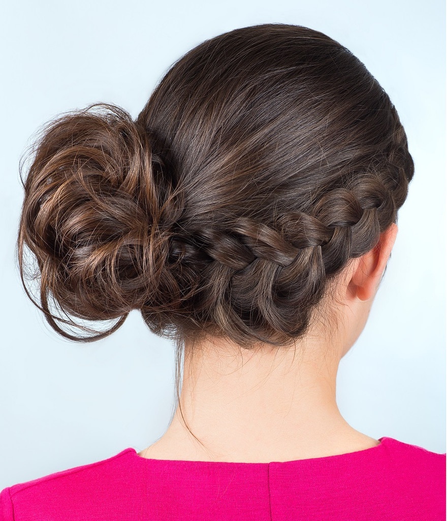 braided side updo for prom