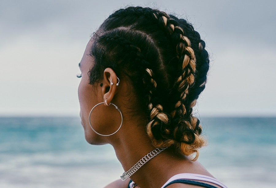 braided updo hairstyle for beach