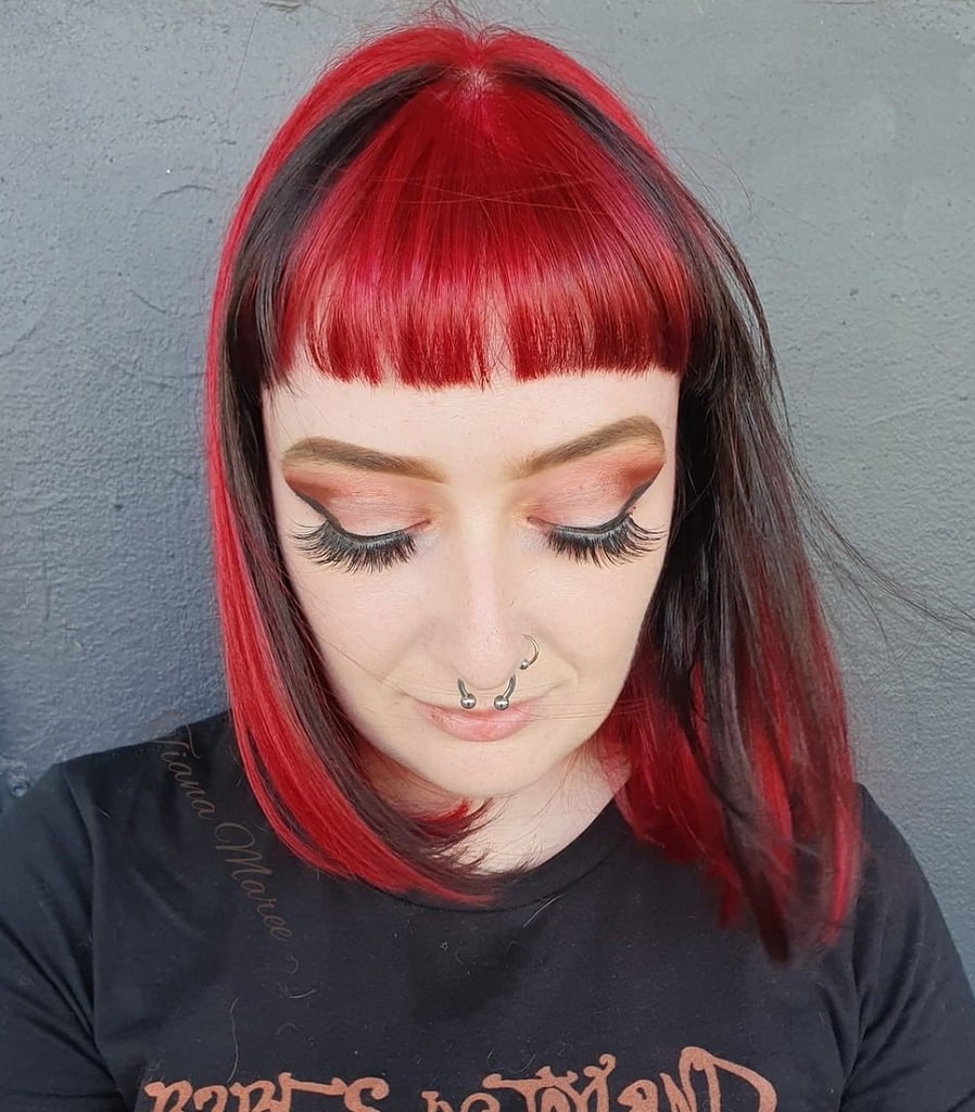 bright red emo hairstyle