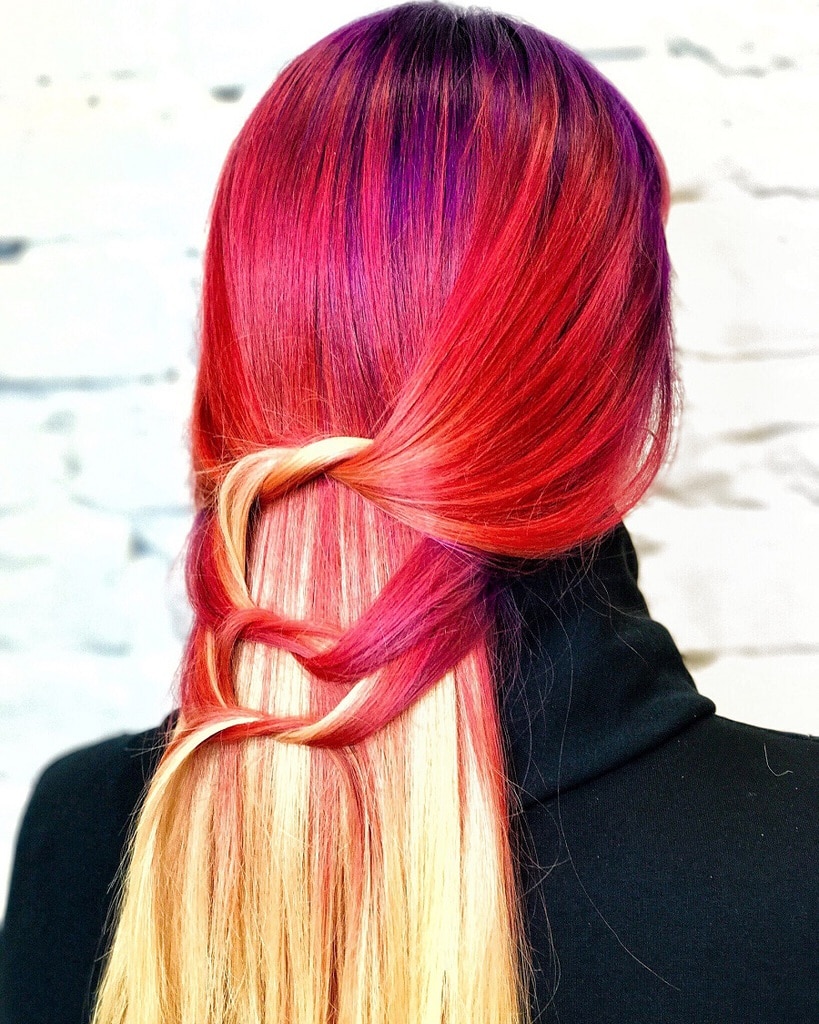 bright red to blonde ombre hair