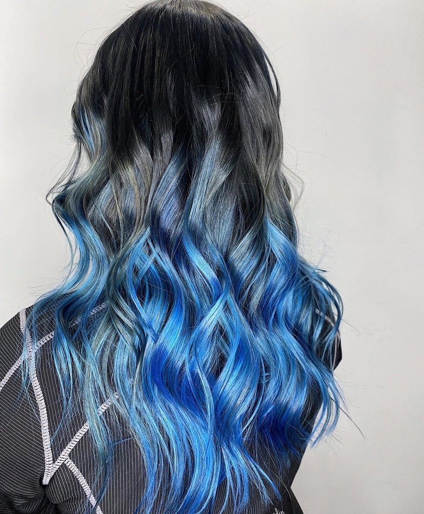 brown to royal blue ombre hair