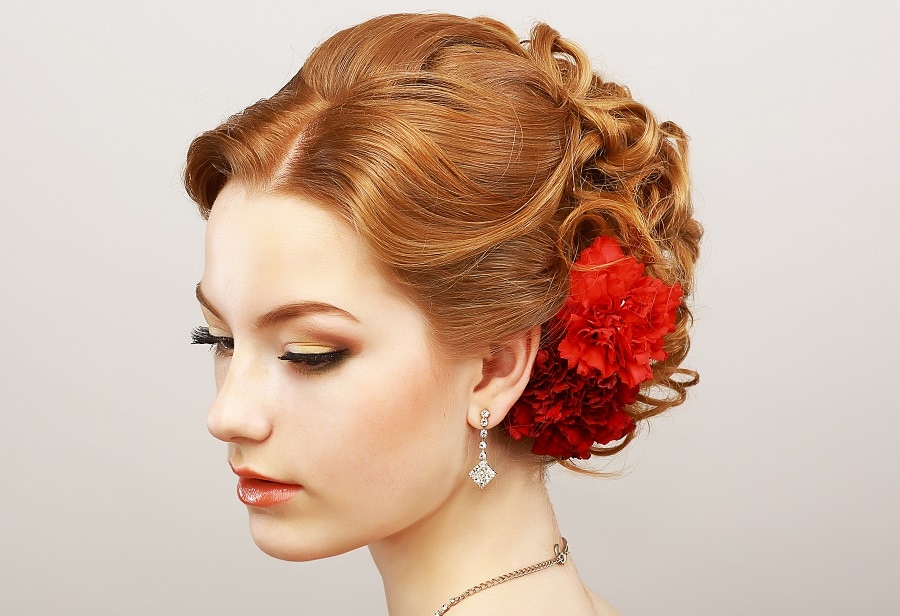 bun hairstyle with red hair