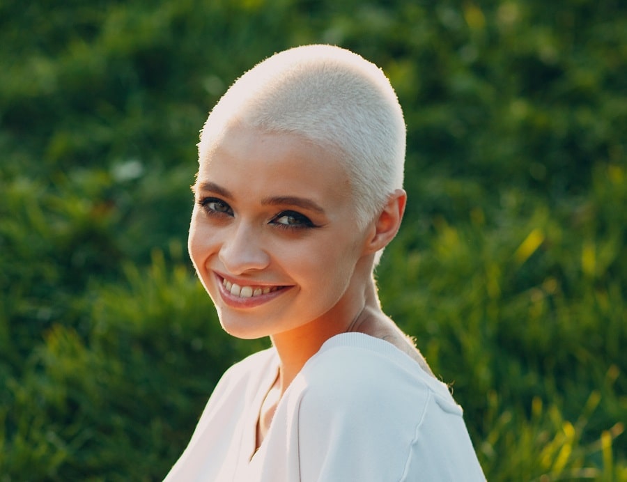 blonde buzz cut for girls 