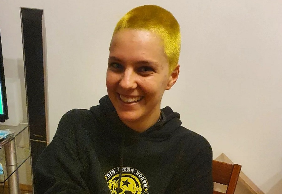 yellow haired buzz cut for girls 