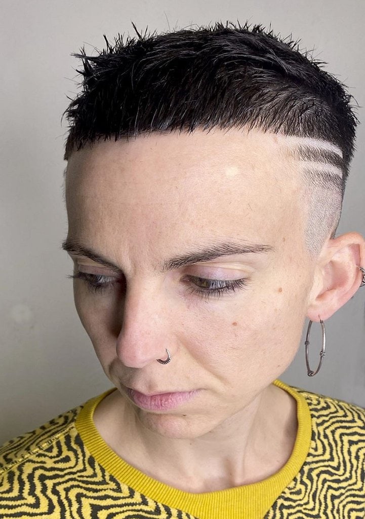 buzz cut with lines for girls