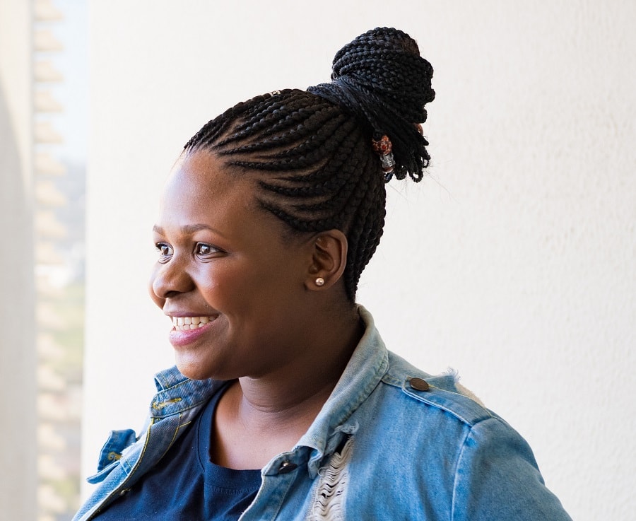 cornrow braided updo for black hair