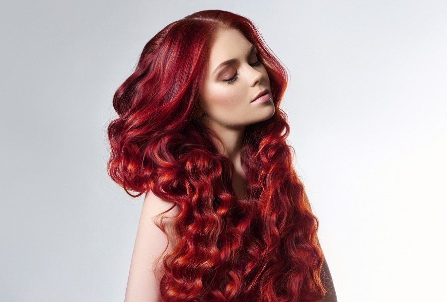 curly bright red hair