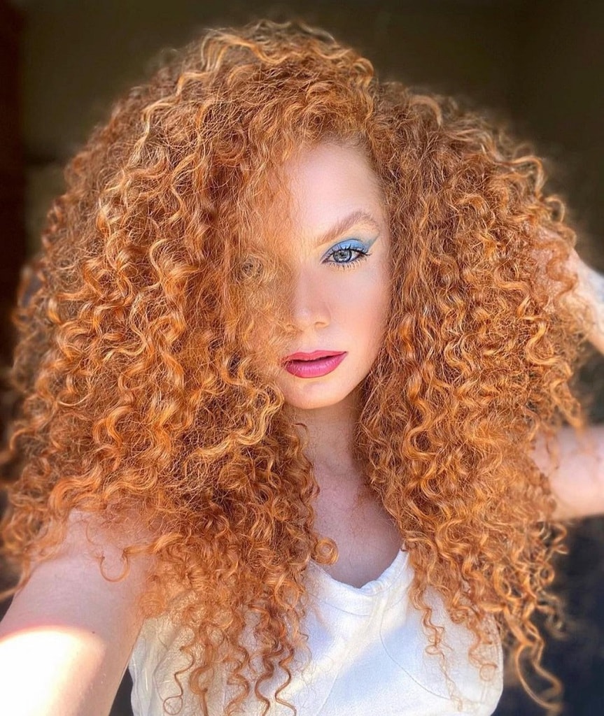 curly strawberry blonde hair