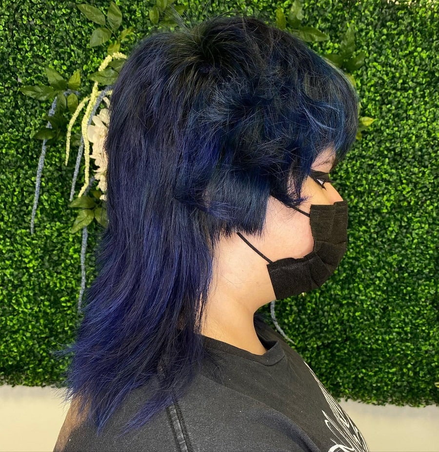 dark blue mullet hair