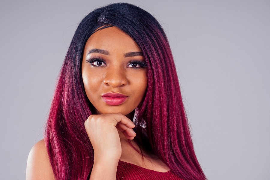 dark pink ombre hair for black women