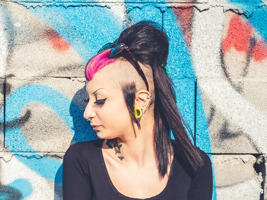 emo girl hairstyle with shaved sides