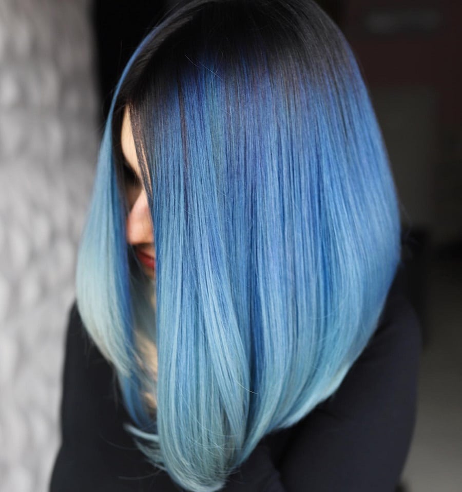 faded blue ombre hair