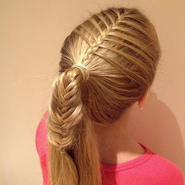french and fishtail braided ponytail