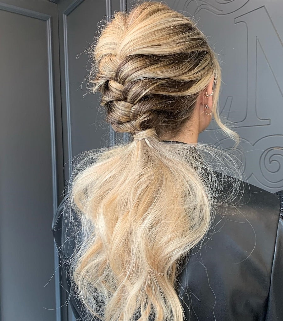 french braided ponytail for blonde hair