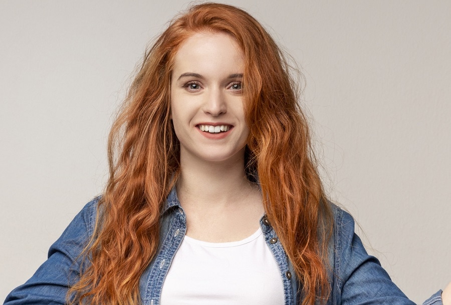 ginger red hair with beach waves