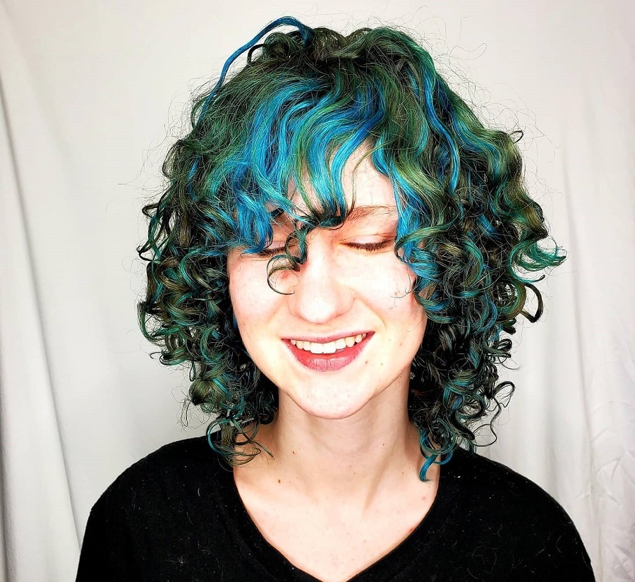 green hair with blue highlights