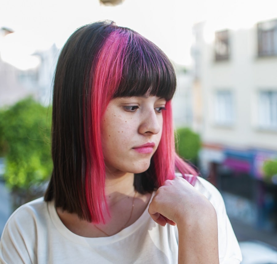 lob with bangs for emo girls