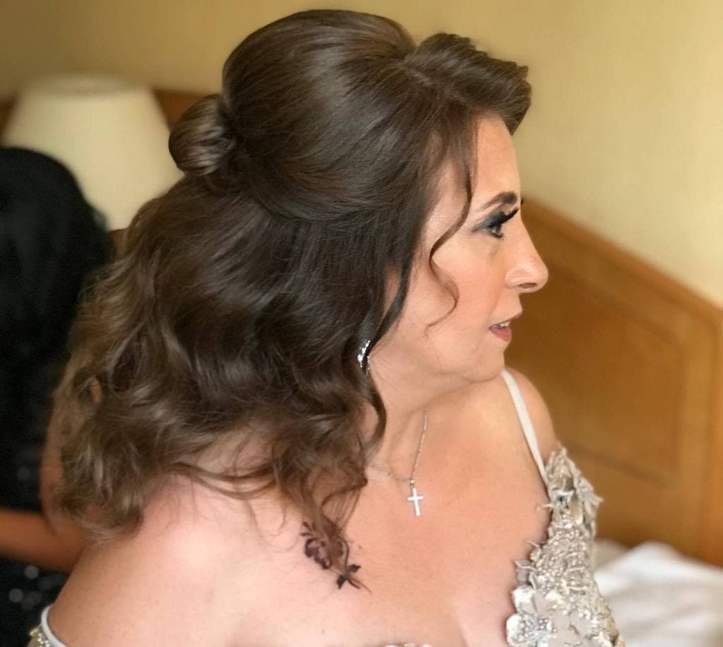 half up hairstyle for mother of the bride