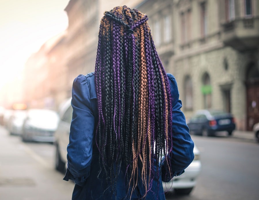 half up hairstyle with long box braids