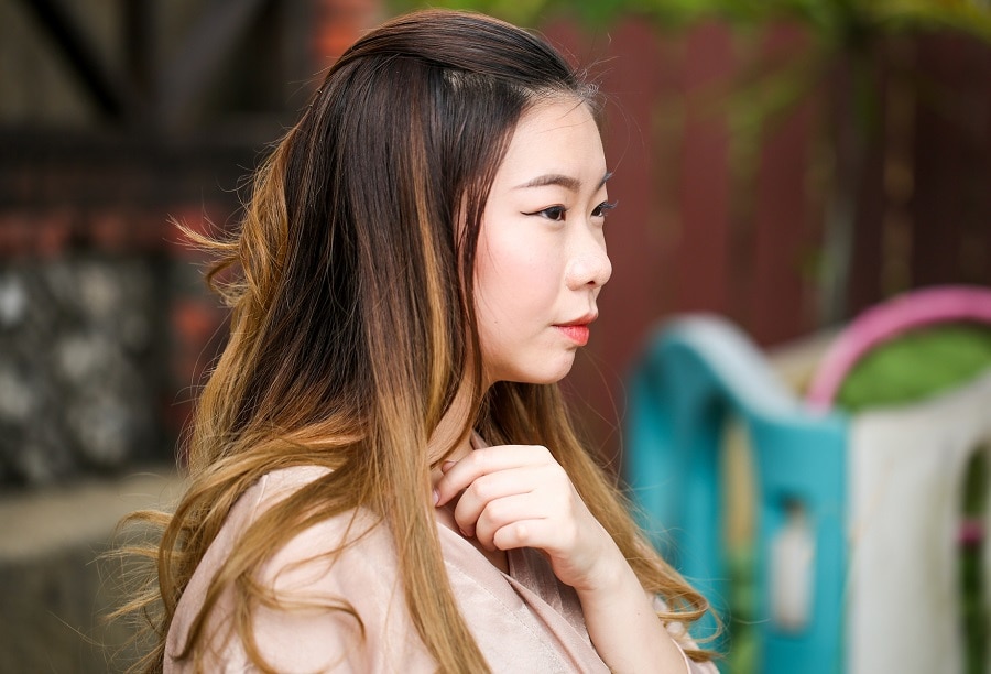 half up half down hairstyle for Asian women