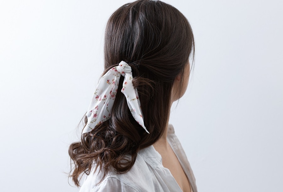 half up half down hairstyle with bandana