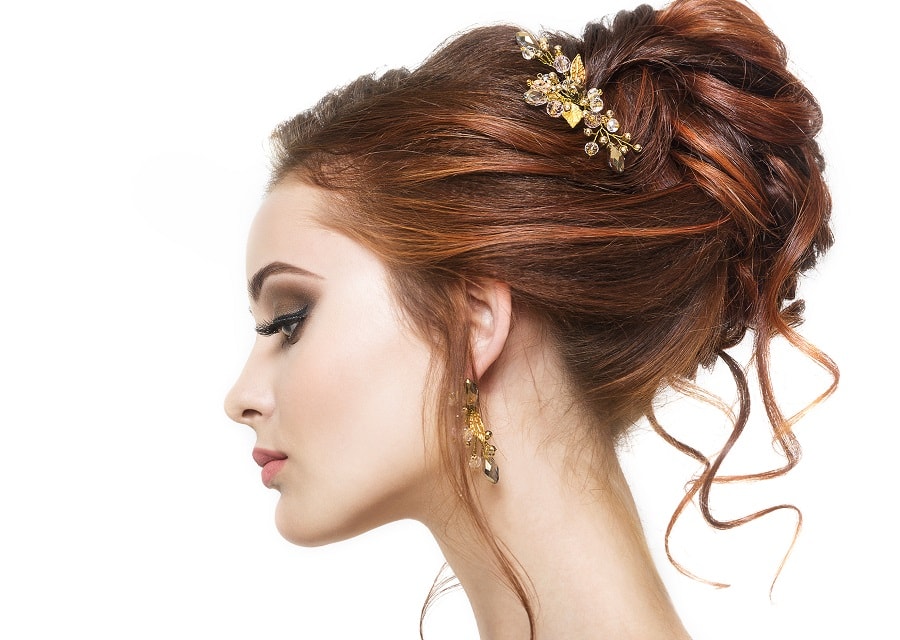 high bun with ginger highlights