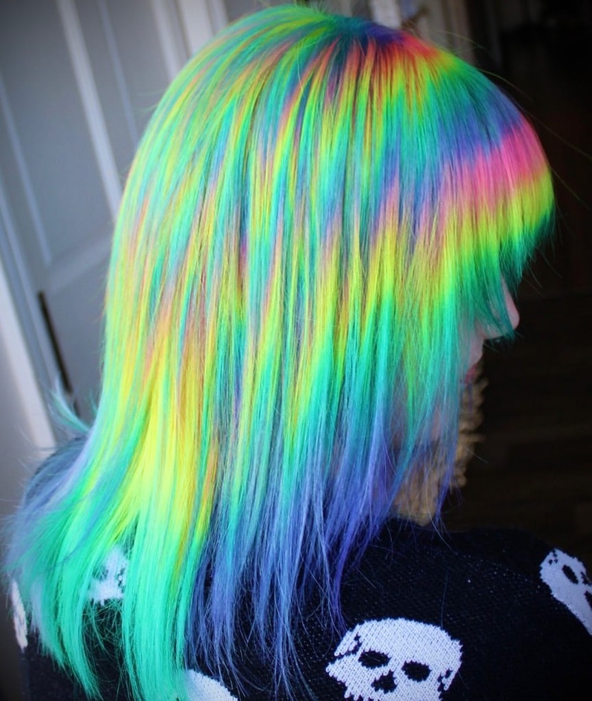 woman with holographic hair