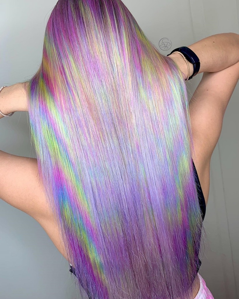 long holographic balayage hair