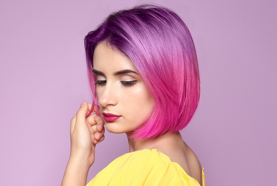 lavender to pink ombre bob