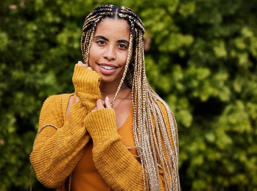 long blonde box braids