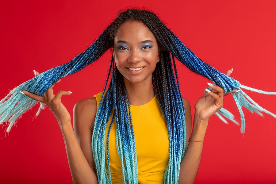 long blue ombre box braids