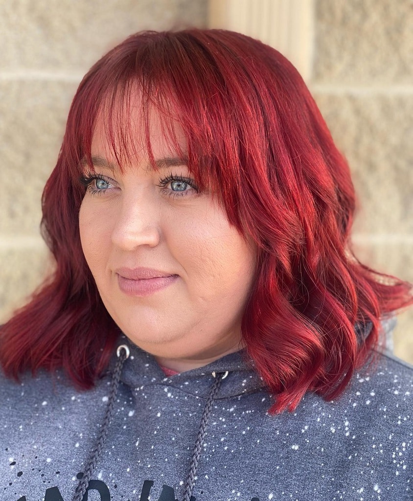 long red bob with see through bangs