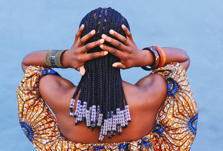 long box braids with beads