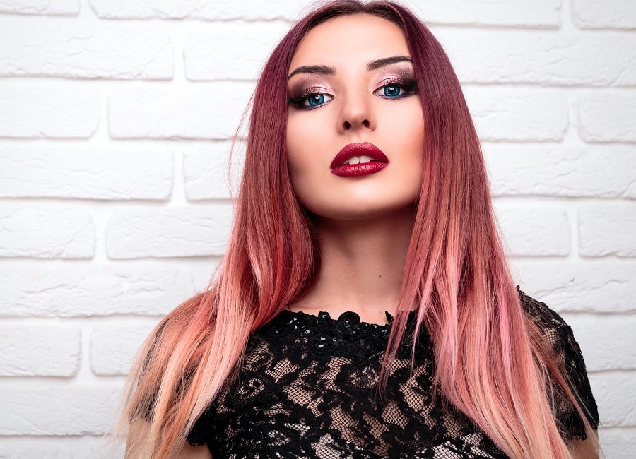 long faded pink ombre hair