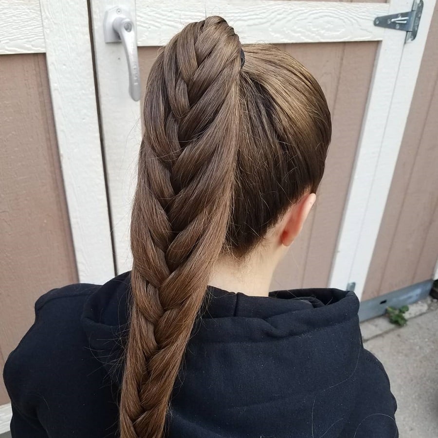 long french braided ponytail