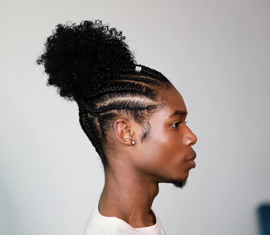 long hair cornrow for black men