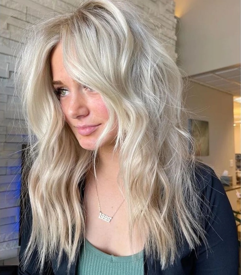 long icy blonde hair color