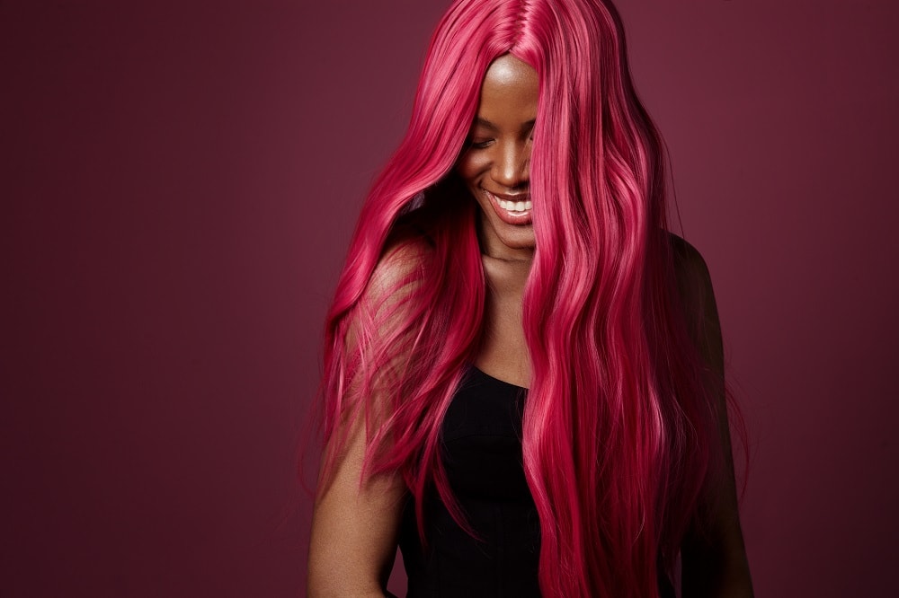 long pink hair for dark skin