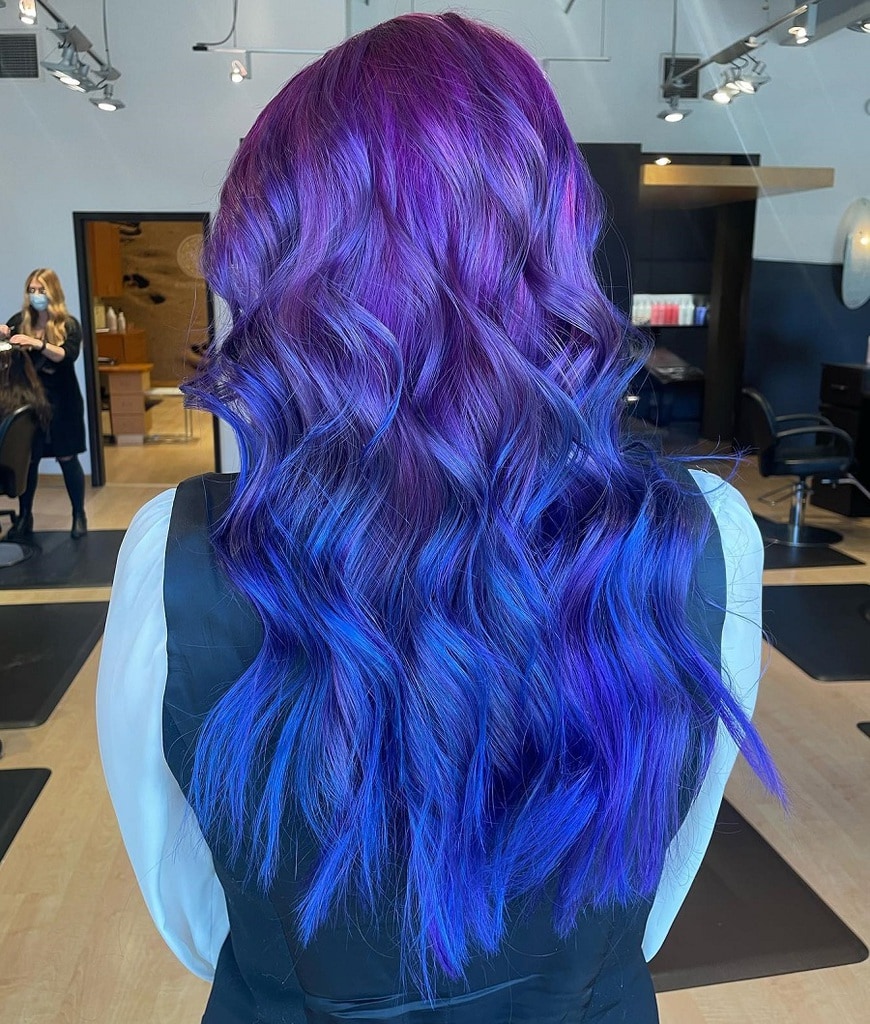 long purple to blue ombre hair