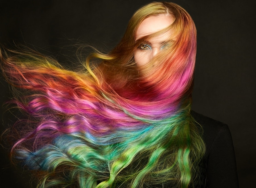 long rainbow hair