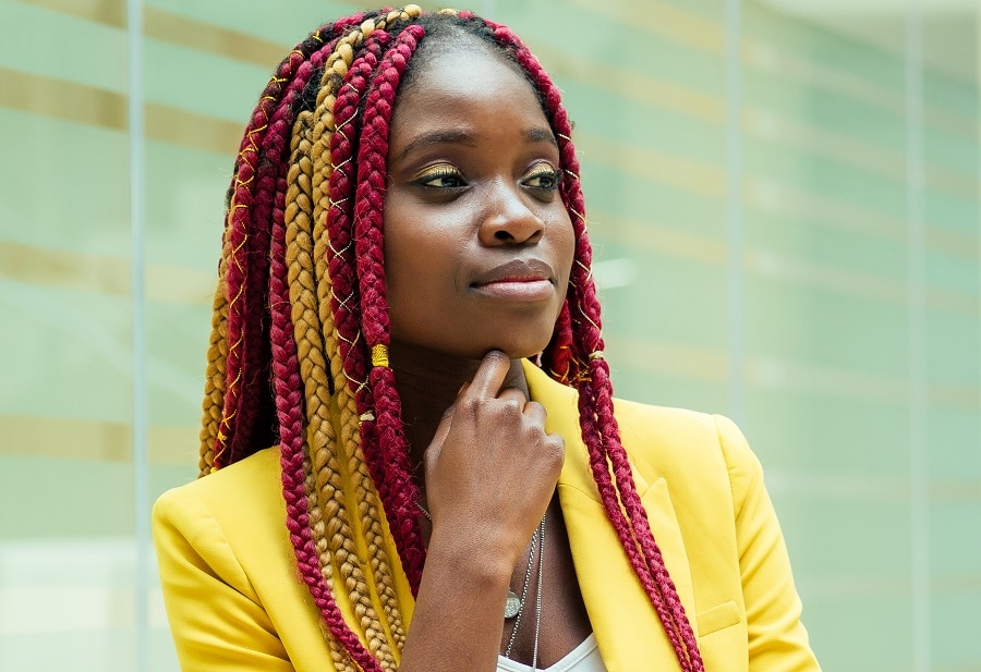 long red and yellow box braids