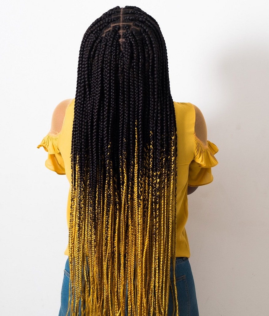 long yellow ombre box braids