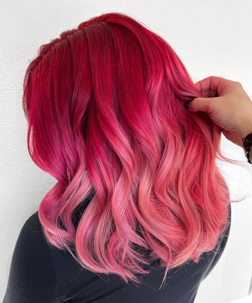 magenta red ombre hair