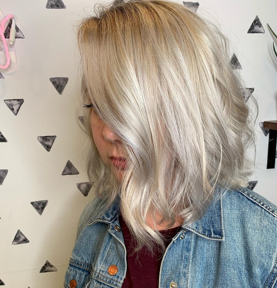 medium length white blonde hair