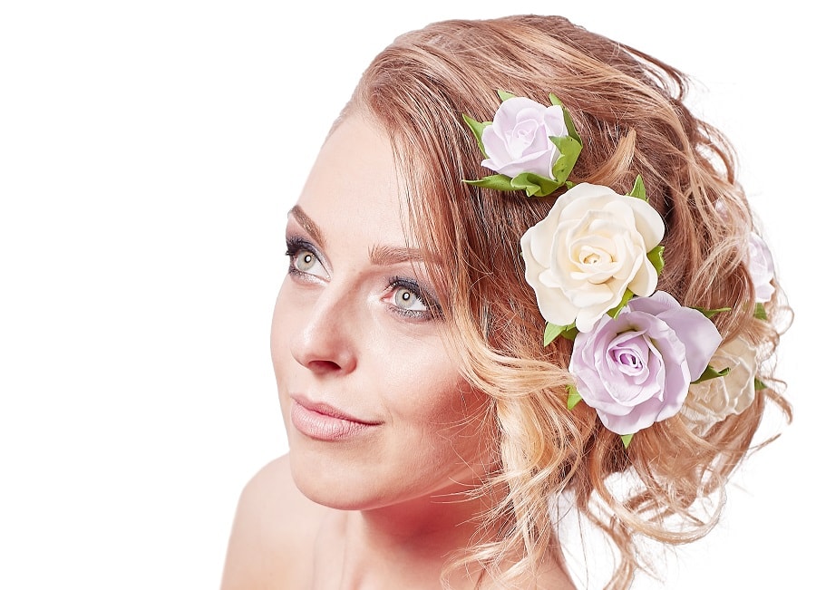 messy wedding updo for medium hair