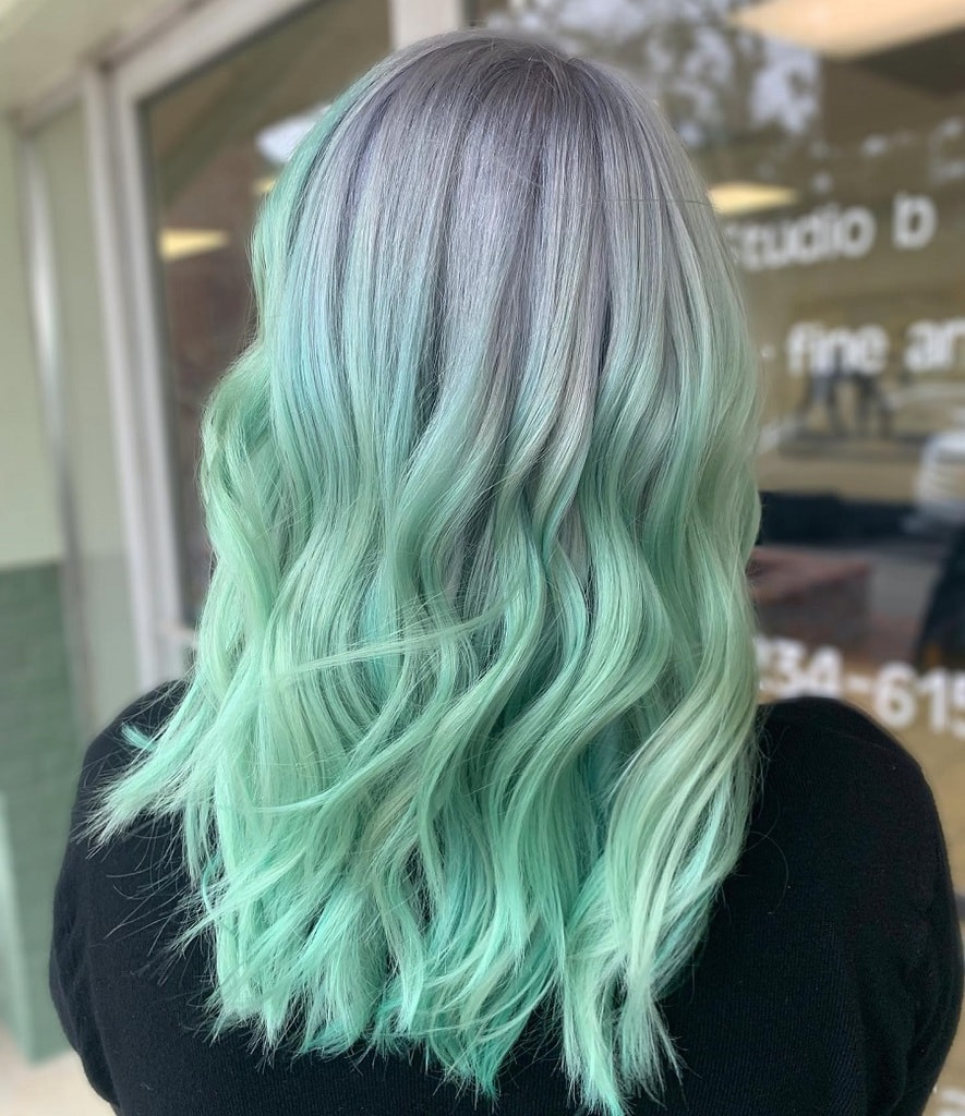 silver to mint green ombre hair