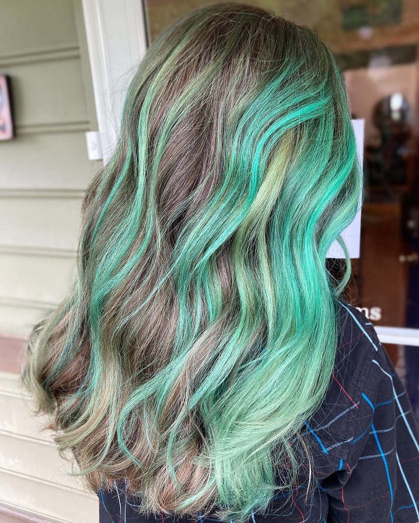 mint green balayage hair